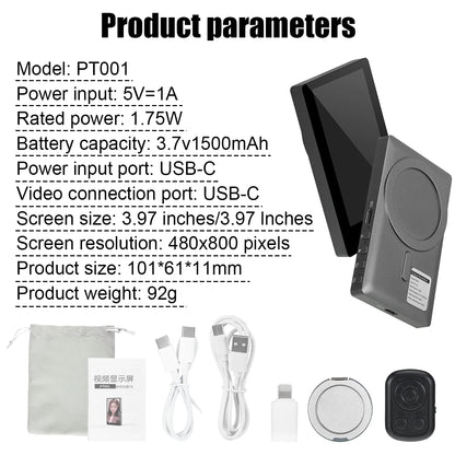 Wireless Vlog Mobile magnetic selfie screen using phone rear camera for Selfie Vlog or Live Stream Compatible.