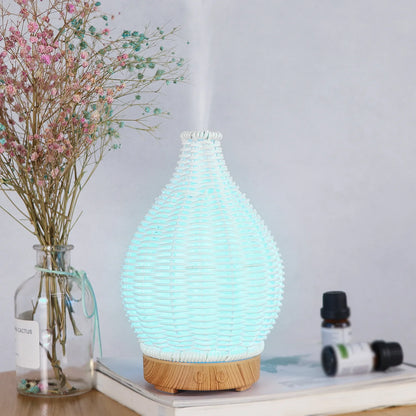 Wood Weave Vase Aromatherapy Humidifier Household Vase Air Humidifier Ultrasonic Mute Colorful Humidifier Spray Instrumen