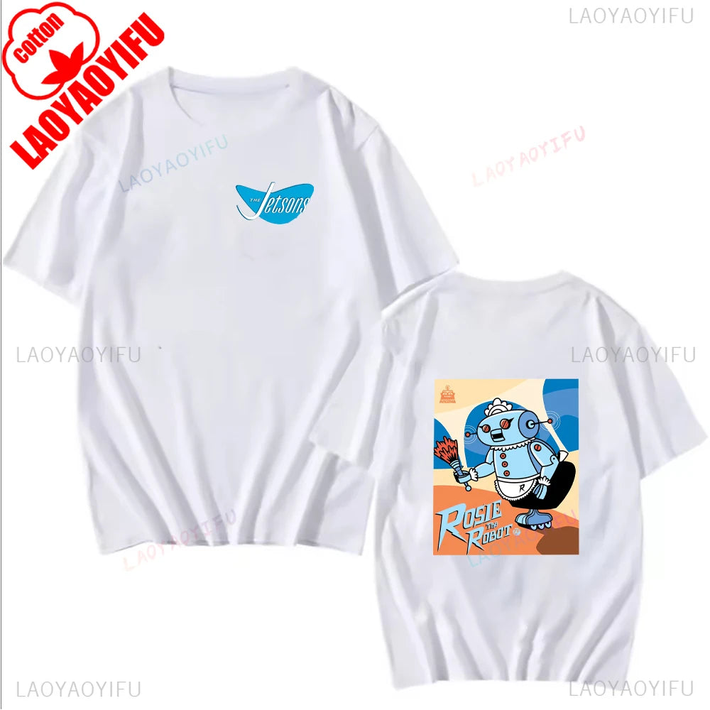 The Jetsons Printed T-shirt Tops Cartoon The Jetsons Letter Clothes Rosie The Robot Graphic T-shirts Breathable Camisetas