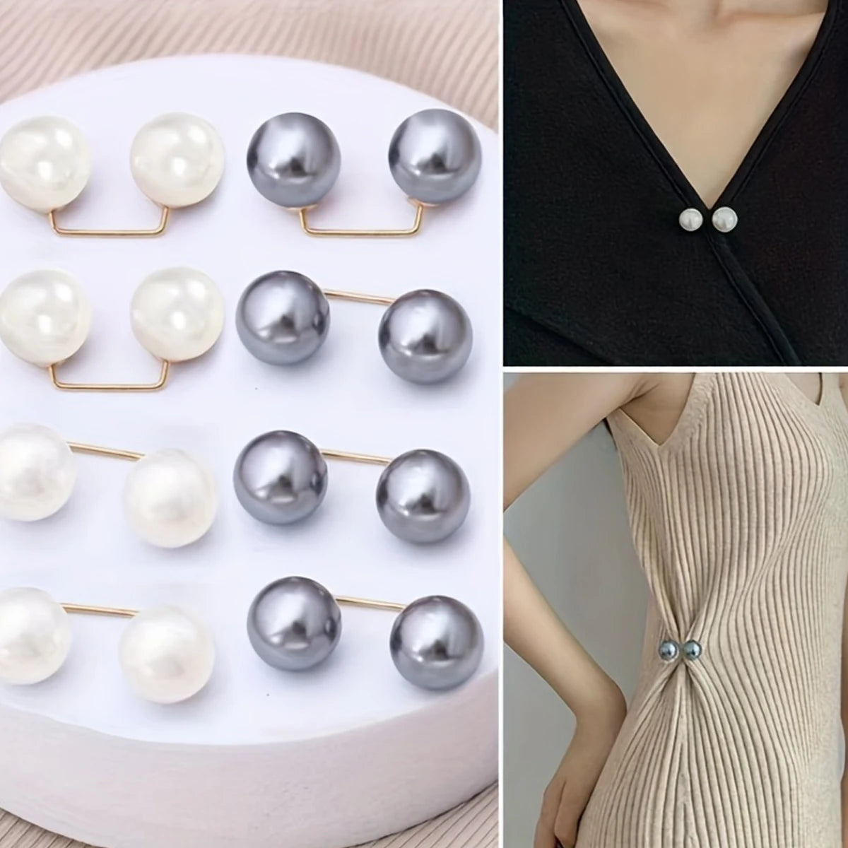 2pcs Pearl Jeans Ankle Clip, Chest Anti Light Needle, Anti Stepping Slipper Buckle, Pants Length Adjuster