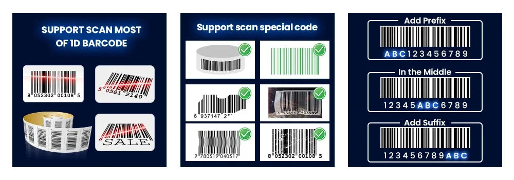 Eyoyo EY-016 Finger Ring Barcode Scanner Mini Wearable 3-in-1 USB Wired & 2.4G Wireless QR Reader for Store Warehouse Scanning