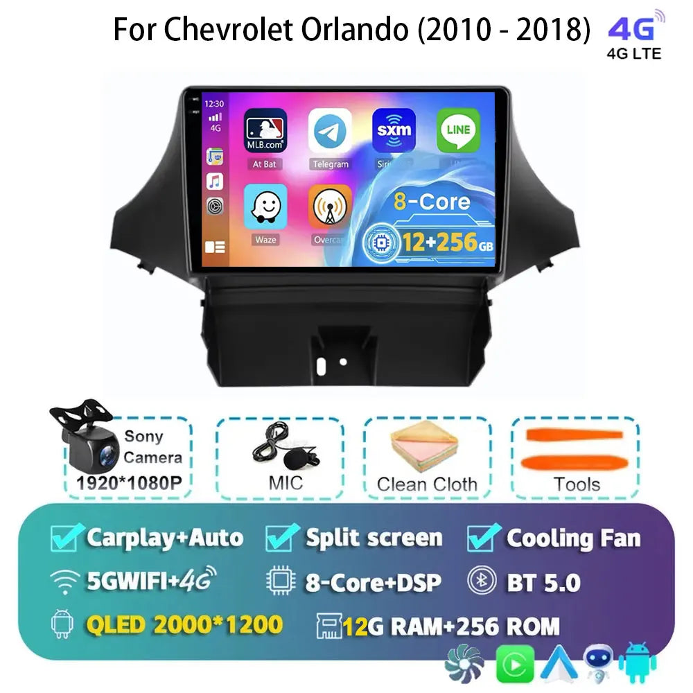 Android 15 Carplay For Chevrolet Orlando 2010 2011- 2018 Car Radio Auto 4G WIFI GPS Navigation Multimedia Video Player Stereo