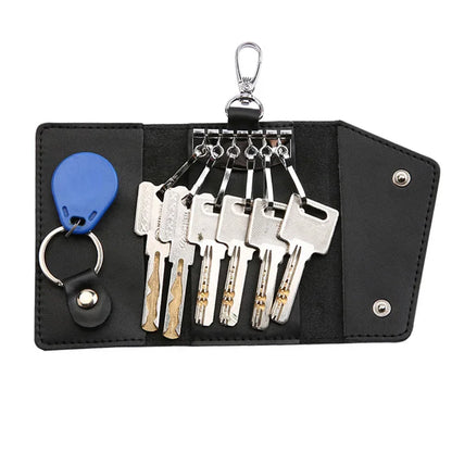 New Genuine Leather Keychain Men Key holder key organizer Pouch Car Key pouch Wallet Housekeeper Key Case Mini Card Bag