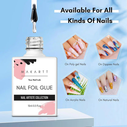 Makartt Nail Foil Glue Gel for Nail, Foil Gel Transfer for Nails Art Stickers Strong Adhesion Foil Transfer Gel Soak Off Salon