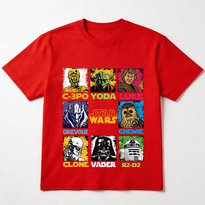 Star Wars Graphic Print Cotton T-Shirt for Adult Kids Family Matching Unisex Casual Daily Wear Summer Top