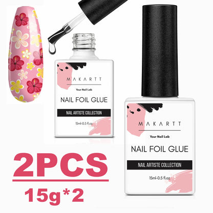 Makartt Nail Foil Glue Gel for Nail, Foil Gel Transfer for Nails Art Stickers Strong Adhesion Foil Transfer Gel Soak Off Salon