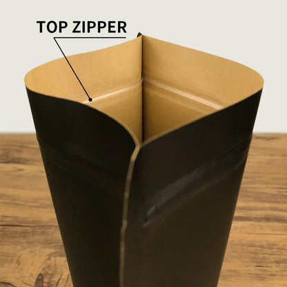 100pcs custom logo Wholesale Black Kraft Paper Stand up Pouch with Window Reusable Food Packaging Zip Lock Bag