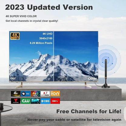 TV antenna indoor for smart TV indoor & outdoor, local channels,Digital antenna , 400+ Miles Long Range HD TV,Support All TV.