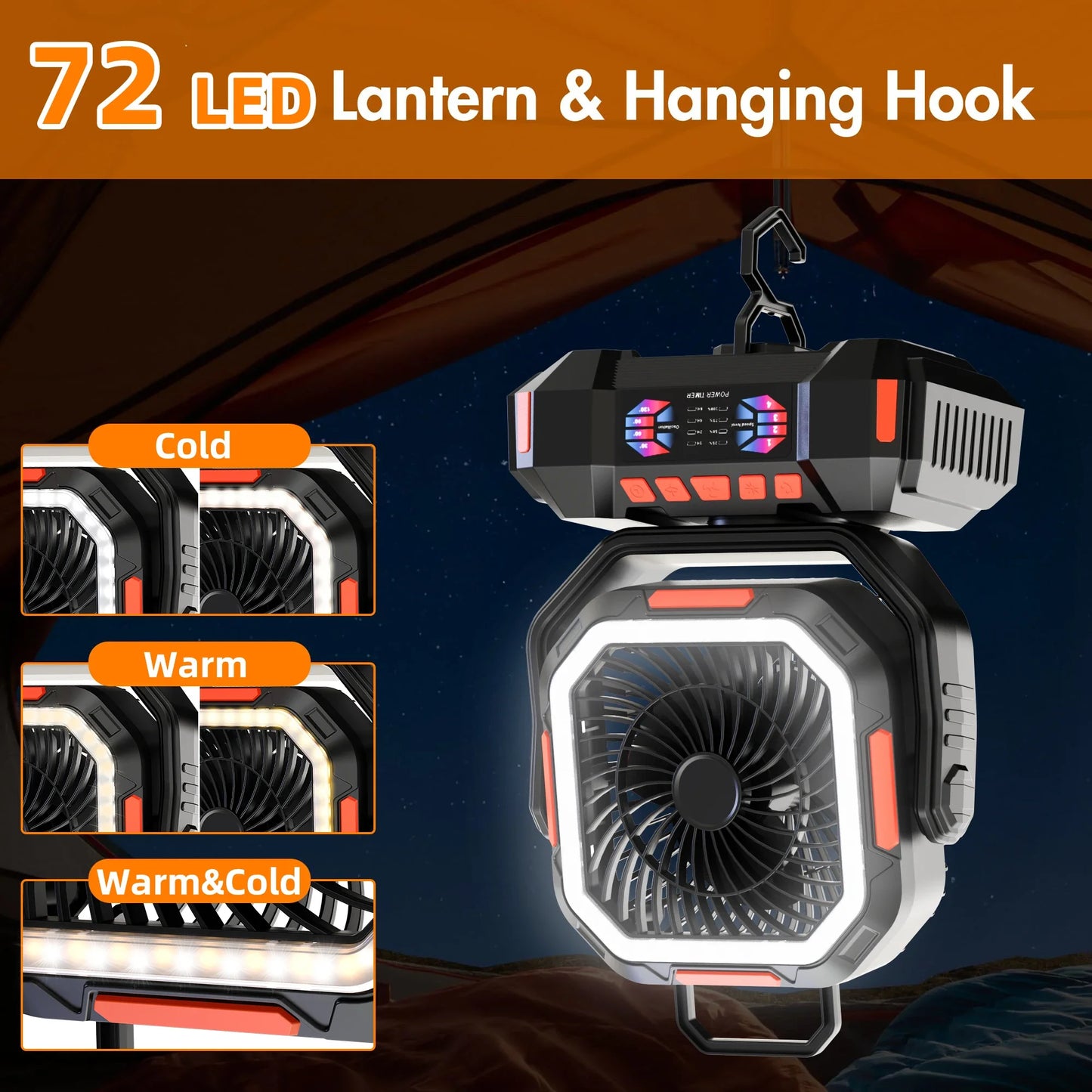 Portable Camping Fan with 40000mAh Battery Powerful Wind Stepless Speed Regulation and Fast Charging Outdoor Camping Essentials