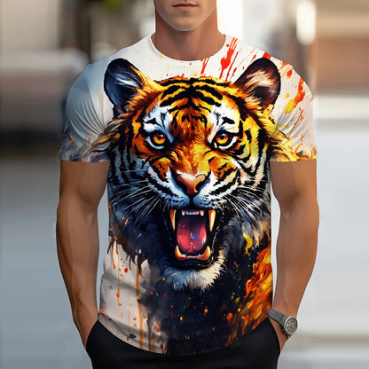 Lion Animal Pattern 3D Print T-Shirts Men Streetwear Hip Hop Short Sleeve T Shirt Oversized Tees Harajuku Y2k Tops Kids Clothing