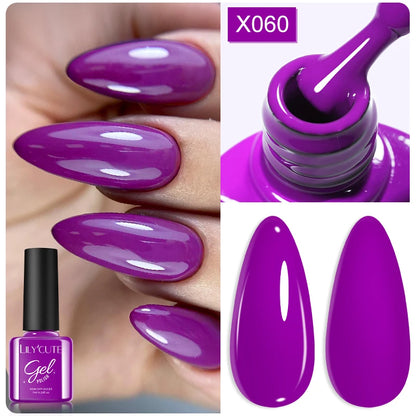 LILYCUTE Nude Crystal Rubber Base Gel Nail Polish Natural Color Semi Permanent UV Gel Soak Off Self Leveling Nail Gel Varnishes