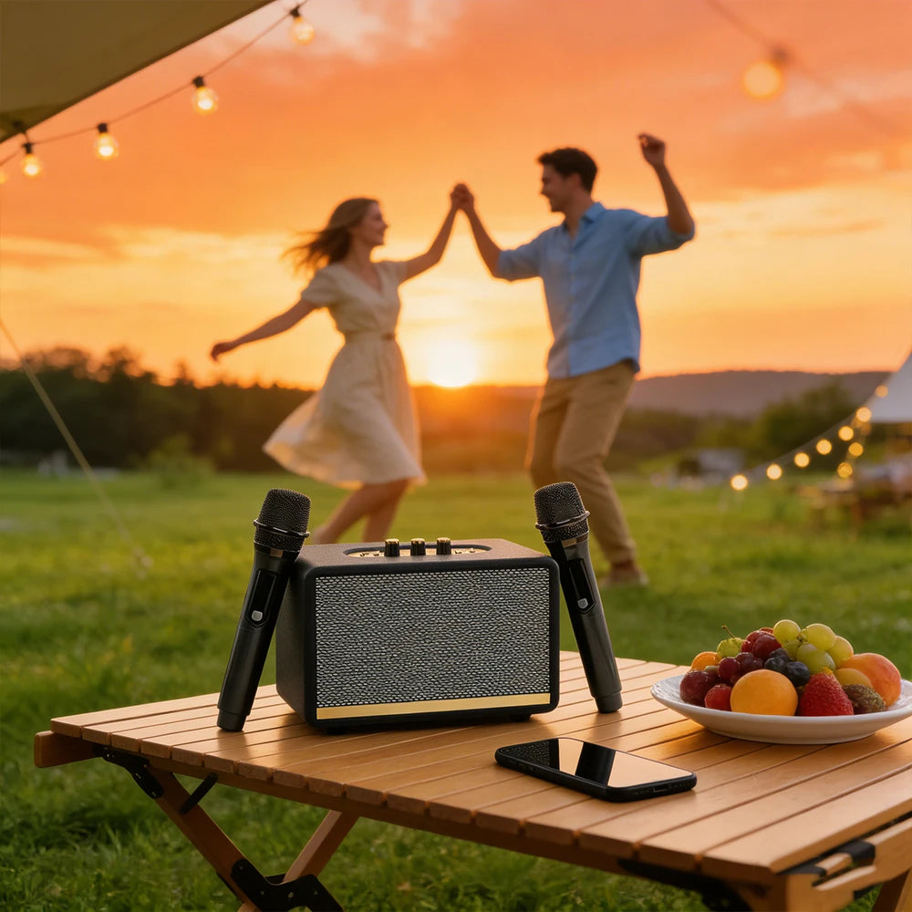Karaoke wireless Bluetooth microphone and sound system all-in-one portable outdoor family KTV vintage speaker