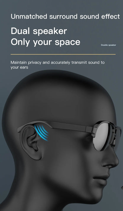 F08 Open-Ear Design Music & Calls Wireless Audio Eyewear Polarized Lenses Built-in Mic Semi-Rim Bluetooth Sunglasses