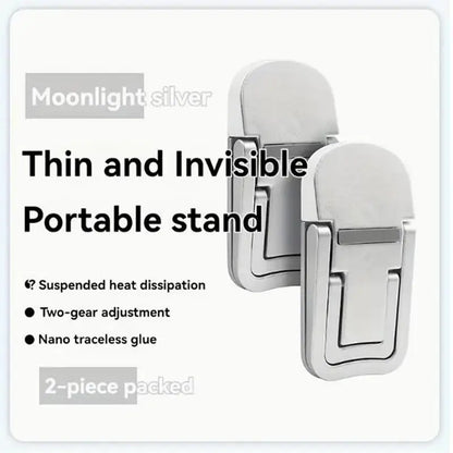 2PCS Mini Foldable Laptop Stand Portable Computer Keyboard Riser with 2 Adjustable Angles Self-Adhesive Invisible Notebook Stand