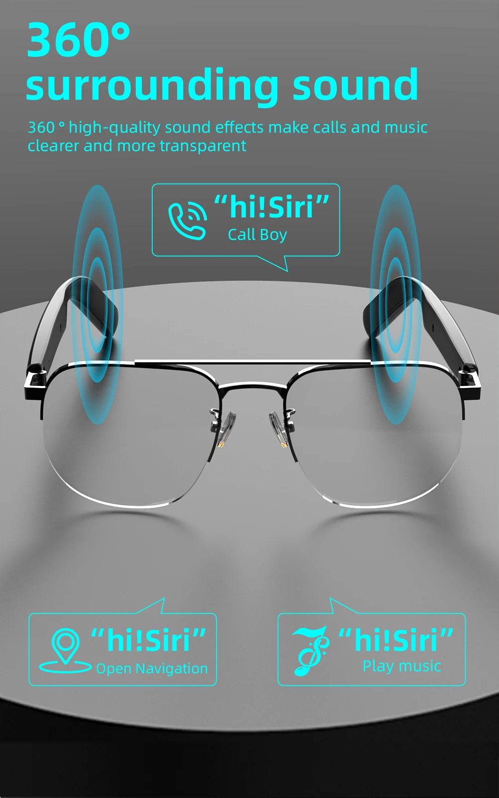 New Styles Fashion SG-15 Pro Smart Glasses Anti Blue Light Audio Glasses Portable Music Stereo For Sports Riding Sunglasses