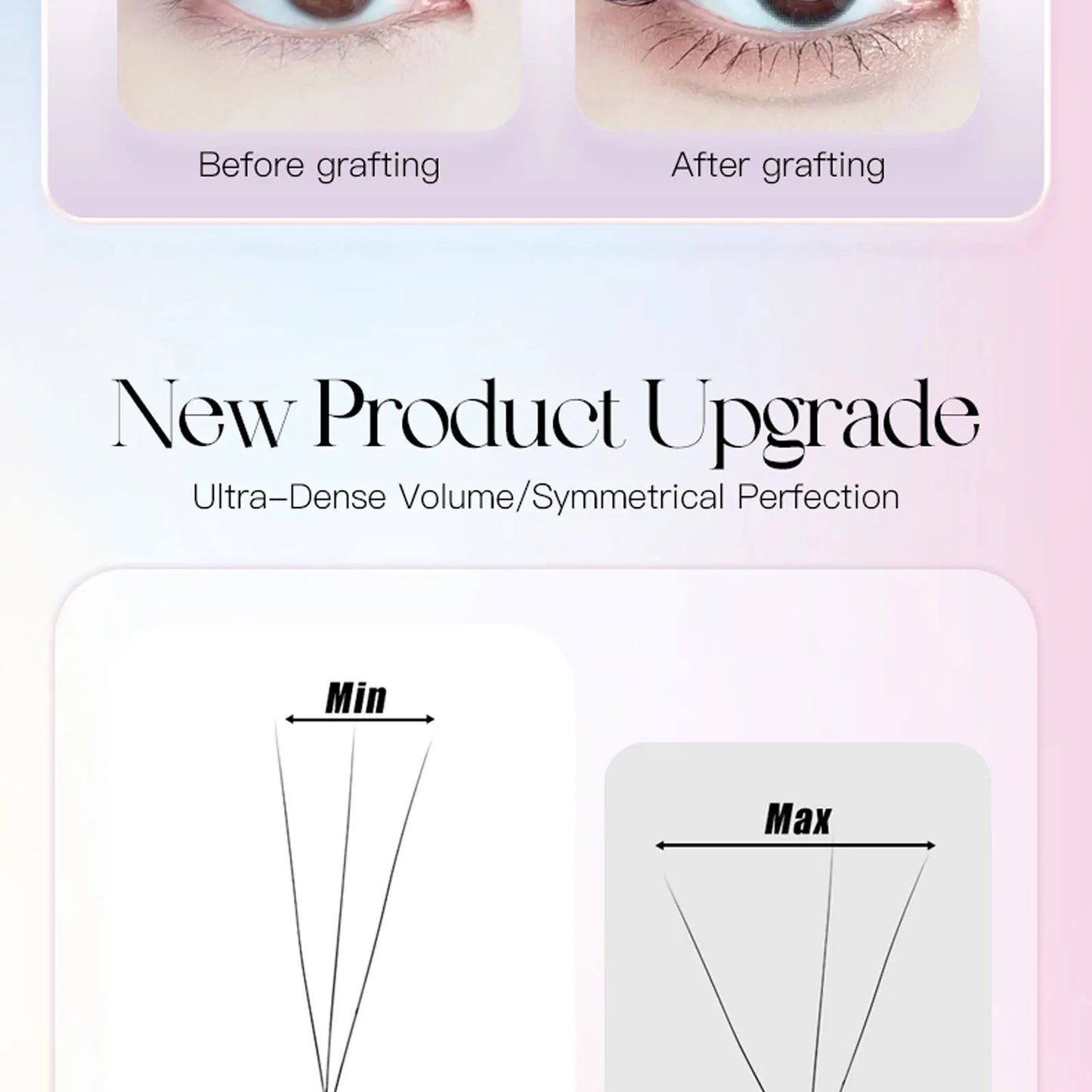 DeceMars V-shaped 3D eyelash extensions Matte Black 12 Rows/Tray