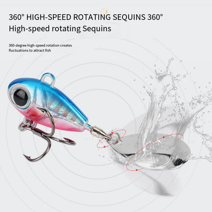 Wobble Rotating Metal VIB Vibration Bait Spinner Spoon Jig Fishing Lures 15g 20g Artificial Hard Baits Sequins Pesca Lure