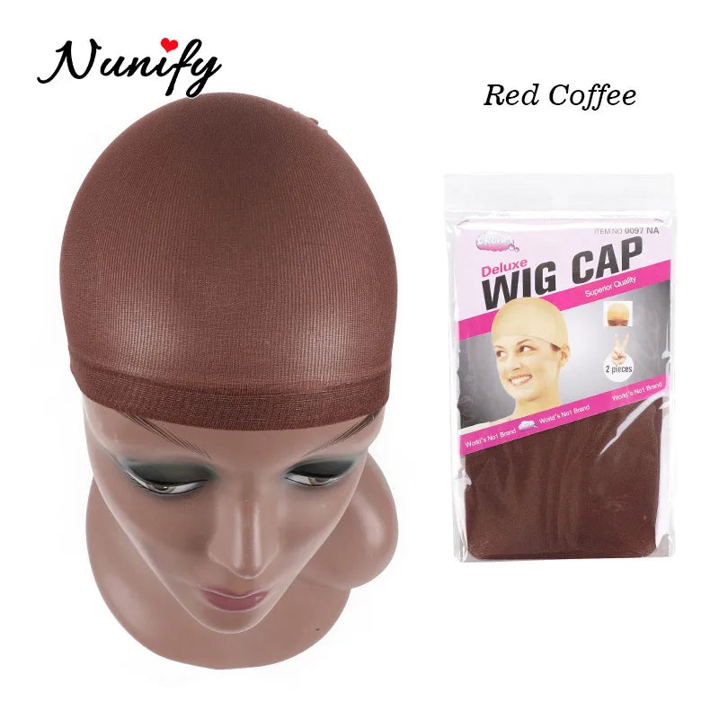 Nunify Nude Stocking Wig Cap Mesh Net Bald Cap For Install Wigs 2Pcs/Pack Free Size Strechy Stocking Cap Breathable Hairnet