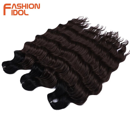Anna 24 Inch Synthetic Hair Water Wave Braiding Hair Extensions Ombre Blonde Deep Wave Afro Curl Twist Crochet Hair for Women