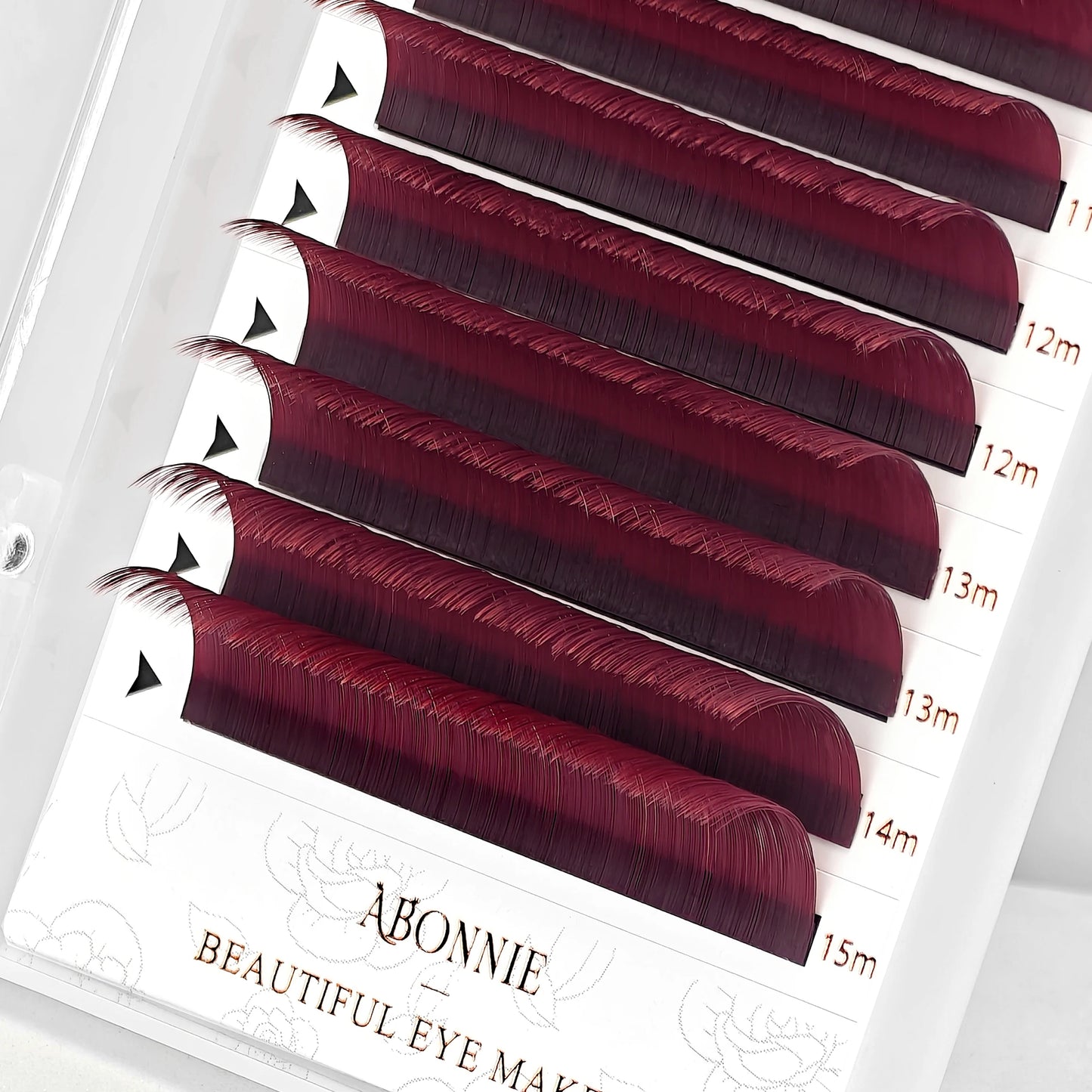 Abonnie Wine Red Lashes Colored Classic Eyelash Extensions Fluffy Eyelashes Soft Individual Lash