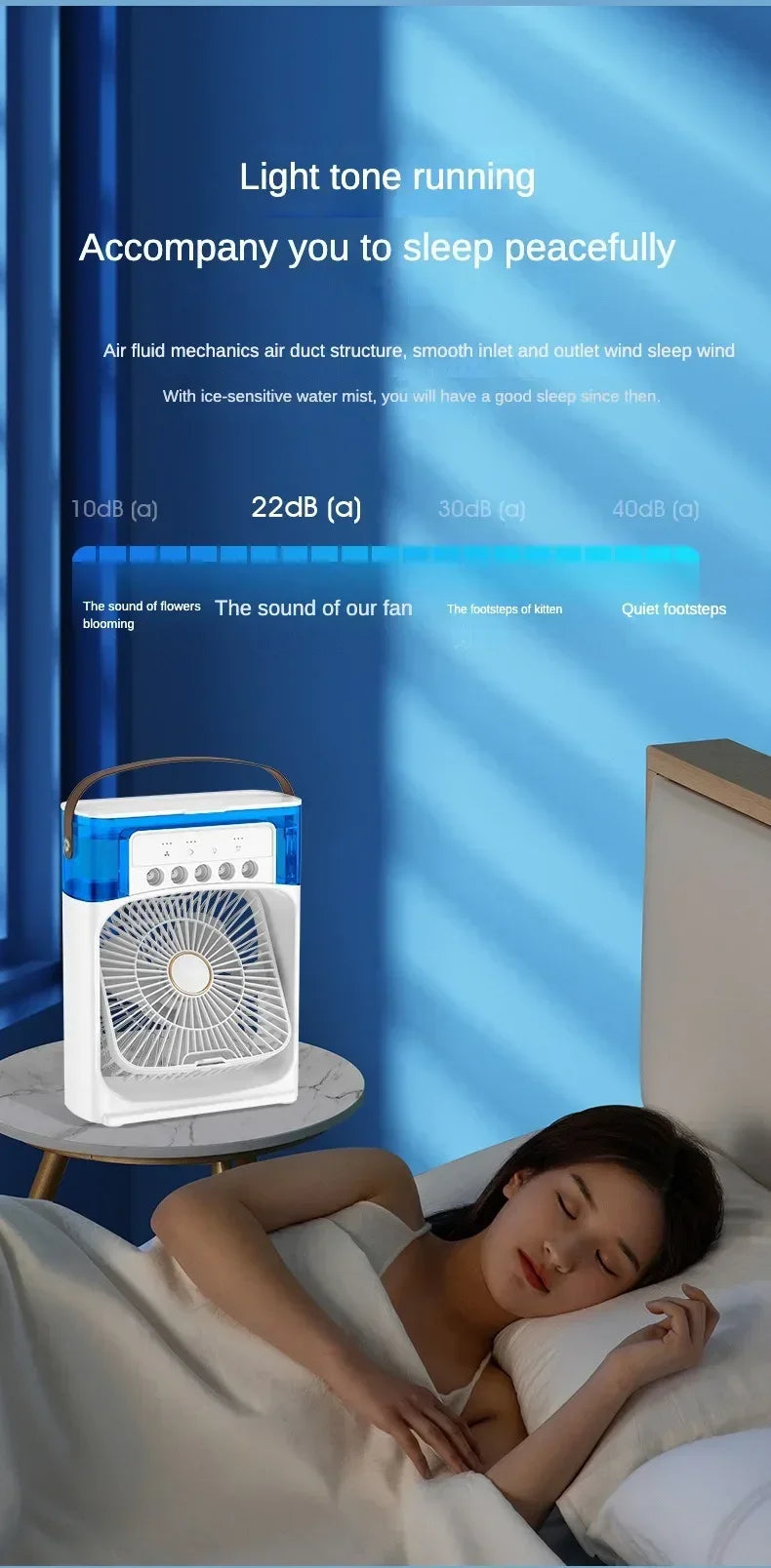 Mini Portable Humidifier Fan AIr Conditioner Household Small Air Cooler Hydrocooling Portable Adjustment For Office 3 Speed Fan