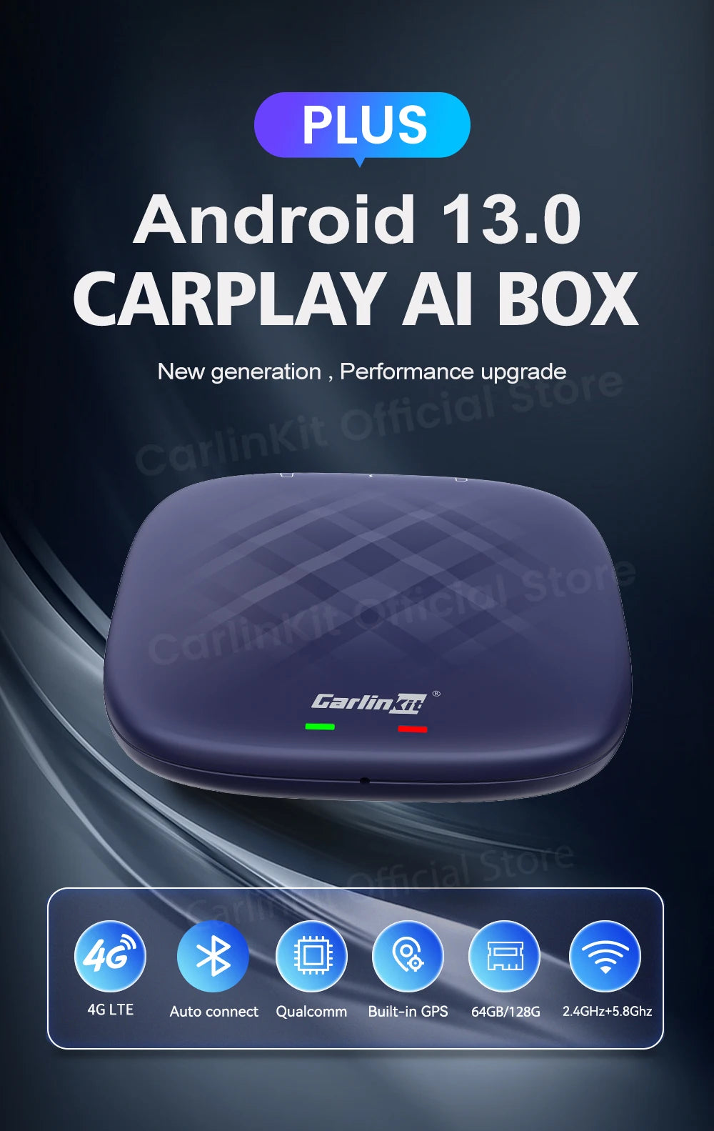Android 13 CarlinKit Android Auto Wireless CarPlay AI TV Box QCM6125 8-Core Split Screen 64G 128G For Netflix YouTube Play Store