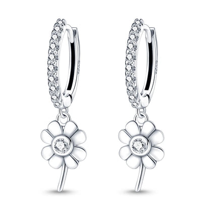 Hot Sale 925 Sterling Silver Spring Zircon Sunflower Stud Earrings For Women 2023 Trending Fashion Jewelry mother's day gift