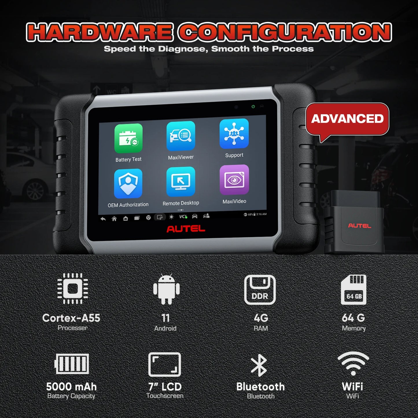 Autel MaxiCOM MK808BT PRO Car Automotivo Diagnostic Tools Bluetooth OBD2 Scanner Code Reader Diagnosis Tool PK MK808KBT MK808S