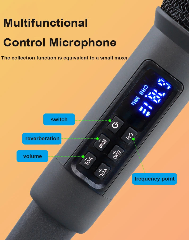 UHF Wireless Handheld Dynamic Karaoke Microphone Bluetooth Receiver Performing Professional Home Reverb High and Low Bass