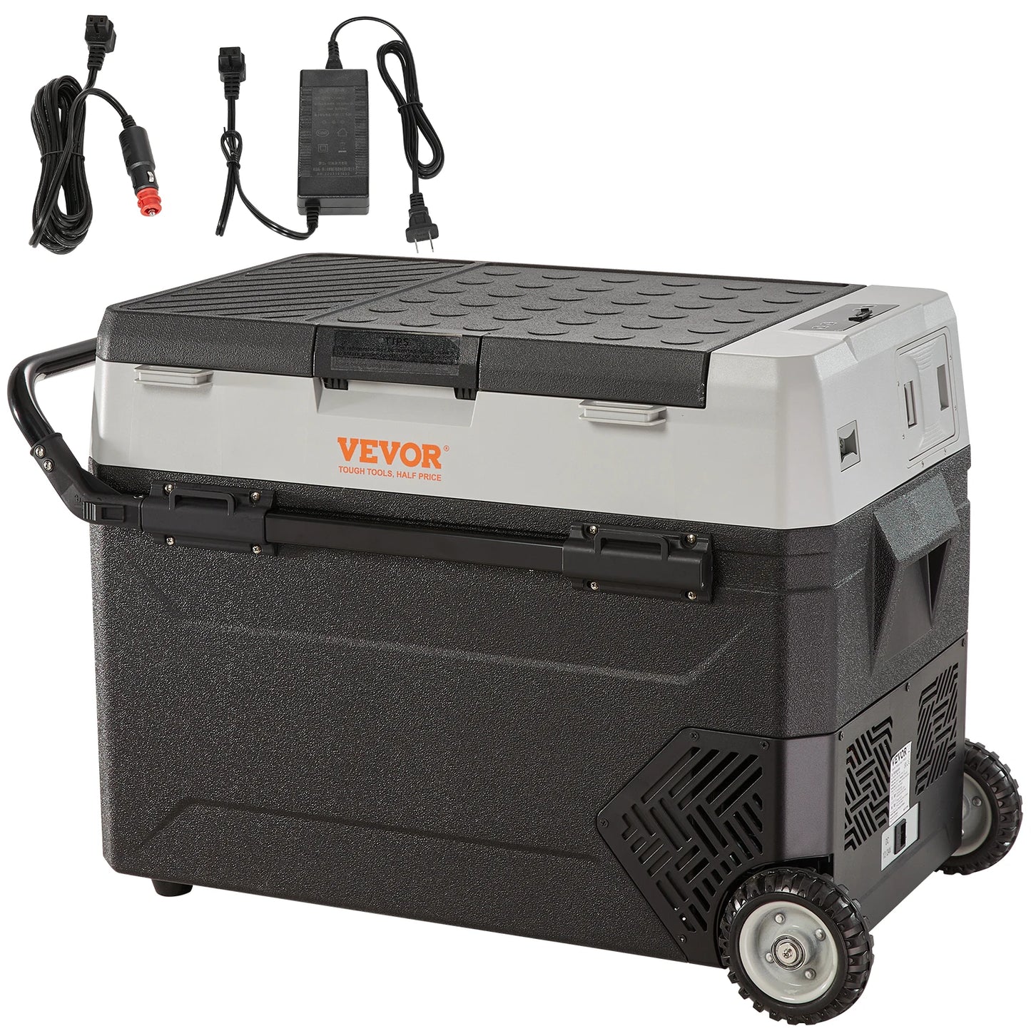VEVOR 35L/45L/55L Portable Foldable Handle Car Refrigerator with Wheel Compressor Freezer for Camping Picnics Car Home Traval
