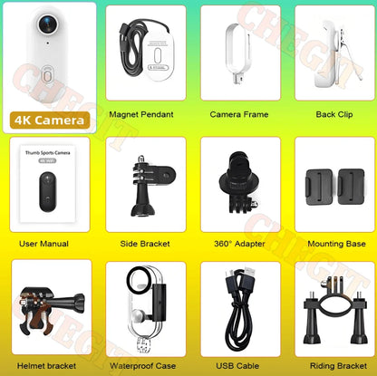 4K WiFi HD POV Magnetic Mini Action Camera Wireless Pocket Video Vlog Cam Helmet Motorcycle Bicycle Sports Holder Mount Recorder