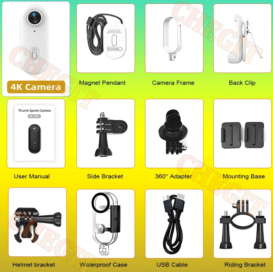 4K WiFi HD POV Magnetic Mini Action Camera Wireless Pocket Video Vlog Cam Helmet Motorcycle Bicycle Sports Holder Mount Recorder