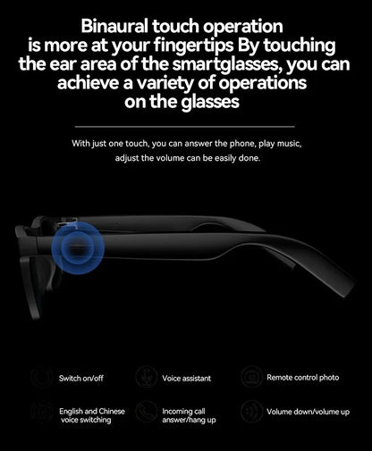AI Smart Glasses Remote Control Touch Photo Camera Recording Translator Voice Assistant Music Wireless Bluetooth Sunglasses