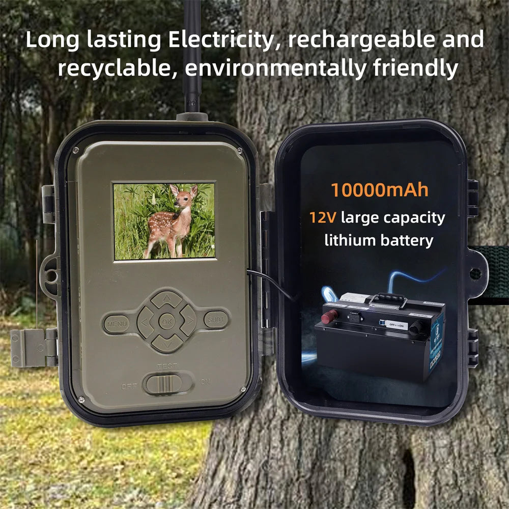 4G HD Live Video Lithium Battery Cellular Trail Camera 50MP 4K Wireless Game App Cloud Service Waterproof IP66 Wildlife Monitori