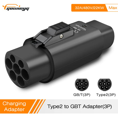 GUWIEYG Type 2 to GBT EV Adapter 32A 1 Phase / 3 Phase Converter EVs Type2 Charging to GB/T EVSE Charger Electric Vehicle Cars