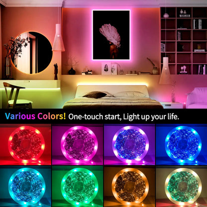 12LEDs/M Led Strip Lights RGB Led Strip Flexible Ribbon with 3Key Control Luces Led Tape Lights for Room Decor TV Backlights