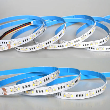 5m 10m 20m RGB+CCT LED Strip 24V 5050 Colorful+Dual White Flexible Dimmable Room Decor Party Light 2.4G RF Touch Panel Remote