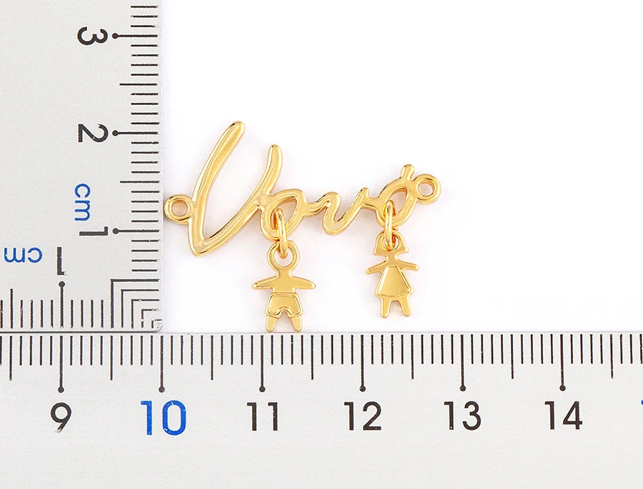 Nidin Exquisite Gold Plated Mom Daughter Necklace Girl Boy Pendant Chain Choker Cubic Zirconia Jewelry Mother's Day Gift