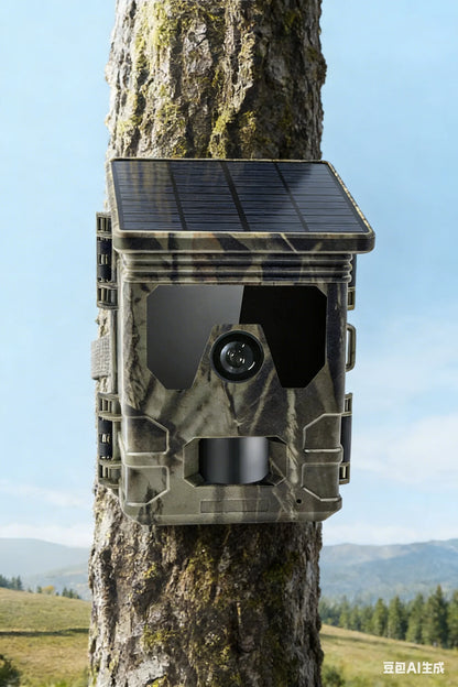 50MP 4K Solar Panel Hunting Camera Infrared Night Vision Monitoring Wildlife Trap Trail Camera Video Photo Recorder Cam