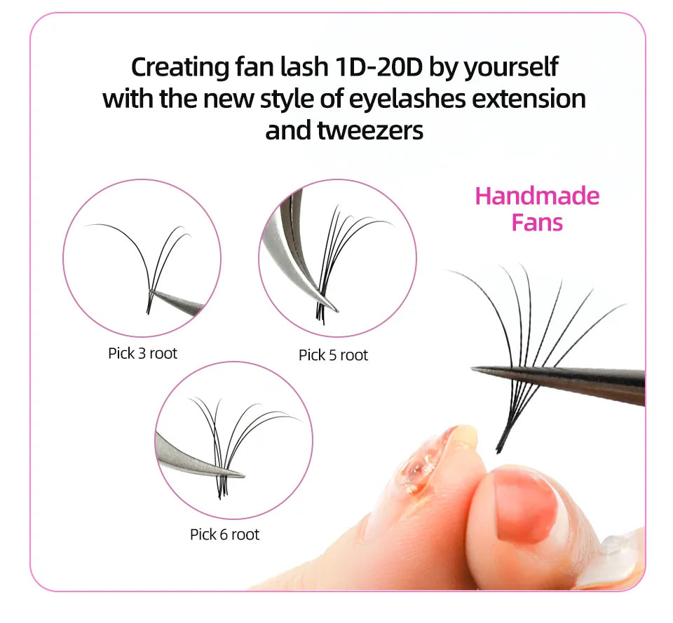 Rujade All Sizes 6-20mm Individual Eyelash Extension Matte Black Premium Russian Volume Eyelash Handmade Faux Mink Lashes Cilias