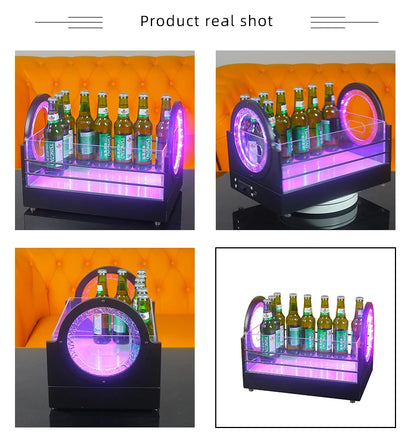  LED Glowing Ice Bucket with Unique Circular Light - Effects Design, Ideal for Bars  KTVs,Enhancing Party Atmosphere