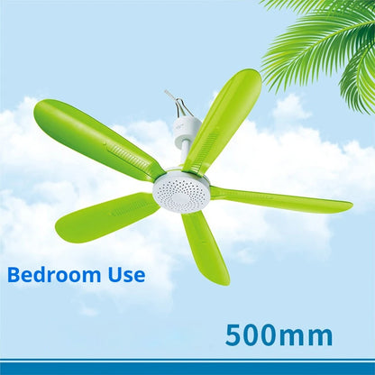 Silent 5 Leaves Ceiling Canopy fan with 1.8m switch Hanging Fan for Camping Bed Dormitory Tent 220V
