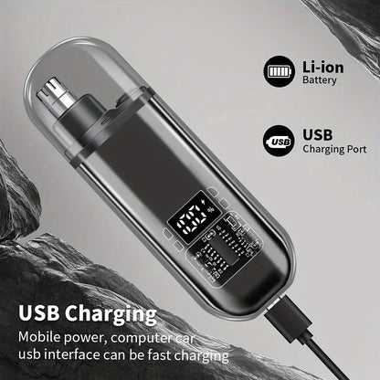 Nose Ear Hair Trimmer for Men - USB C Rechargeable Portable Fast Charge, Compact Grooming Kit