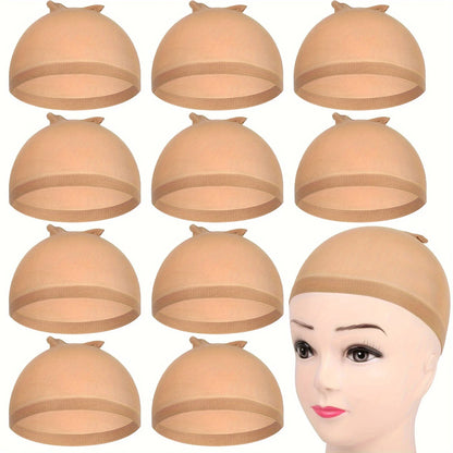 10pcs nylon wig cap stockings elastic wig cap black, brown, light brown