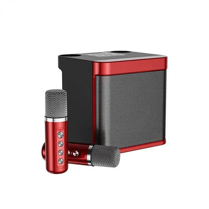 Karaoke Machine With 2 Wireless Dual Microphones Portable Boombox AUX TF Card U Disk Player Voice Changer For Party