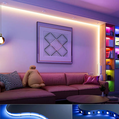 5m 10m 20m RGB+CCT LED Strip 24V 5050 Colorful+Dual White Flexible Dimmable Room Decor Party Light 2.4G RF Touch Panel Remote
