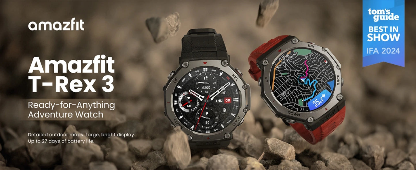 Amazfit T-Rex 3 Rugged/Military 48mm Smart Watch, GPS (with Privacy), Offline Maps, Long Battery Life, 328 Feet Re