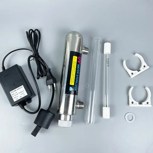 12W Stainless Steel UV Water Sterilizer Ultraviolet Tube Lamp Direct Drink Disinfection Filter Aquarium Fish Tank Purifier