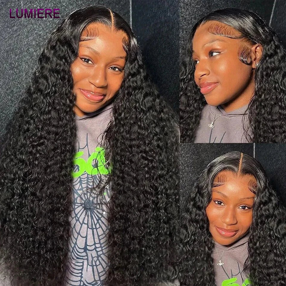 Deep Curly Wave Human Hair 3/4  Bundles Deal Malaysian Hair Weaves 100% Virgin Rew Human Hair Extensions Double Weft Wholeasle
