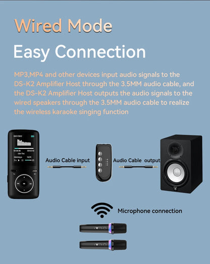 New DS-K2 Karaoke Companion Bluetooth Wireless Moving-Coil Microphone With RGB Light KTV DSP Mixer System For Wired Speaker Car
